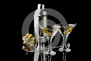 Martini vermouth drink isolated on black background