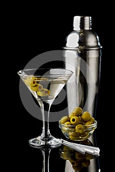 Martini vermouth drink isolated on black background