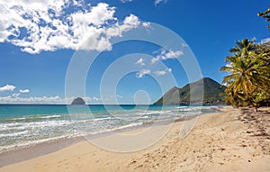 Martinique landscape view of the Diamond beach Plage du Diamant - West Indies, Antilles photo