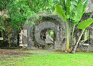 Martinique, picturesque old sugar refinery of Les Les trois Ilets