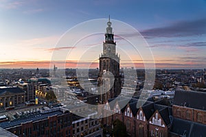 Martinitoren in Groningen at dusk.