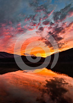 Martins Fork Lake, scenic sunset, Kentucky