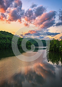 Martins Fork Lake, scenic sunset, Kentucky photo