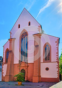 Martinâ€˜s Church in Freiburgâ€˜s old town on the Townhall Square. Baden Wuerttemberg, Germany, Europe
