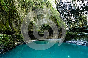 Martvil Canyon, Georgia, Kutaisi. River, lakes, waterfalls.