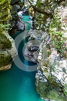 Martvil Canyon, Georgia, Kutaisi. River, lakes, waterfalls.