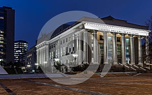 Vilnius, national library of Lithuania by night photo