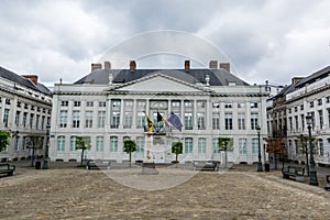 Martyr`s square, the building inside of Place des Martyrs at Brussels, Belgium, the place is near to the shopping street Rue Neuv