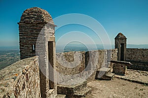 Courtyard with walls and rusty cannon at the Marvao Castle