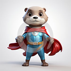 Marvel-style Otter Superhero Illustration: Charming Character In Cape