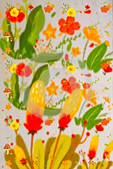 Marvellous pattern of computer clip art designing with plants and flowers