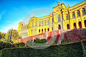 Marvelous autumn view of Maximilianeum headquarter of the Bavarian parliament