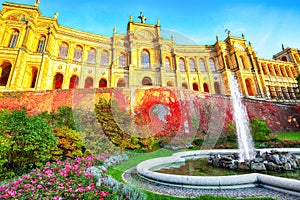 Marvelous autumn view of Maximilianeum headquarter of the Bavarian parliament