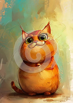 Marvelous Meow: A Cartoon Kitten with Big Eyes, a Bright Collar photo