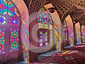 Marvelous Nasir ol-Molk mosque in Shiraz in Iran.