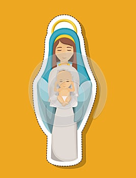 Mary cartoon and baby of holy night design