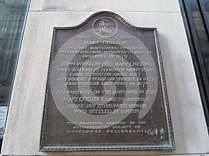 Mary Chilton plaque, Spring Lane, Boston, Massachusetts, USA photo