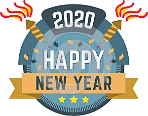 Mary Christmas & Happy New Year 2020 Logo-Vector-Illustration- December Best Wishes- Firework