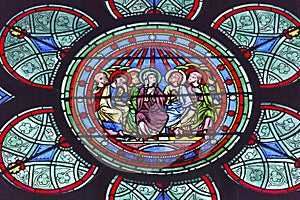 Mary Jesus Christ Disciples Stained Glass Notre Dame Paris France