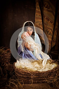 Mary and Jesus in nativity scene