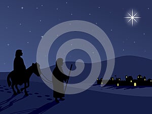 Mary and Joseph by Bethlehem photo