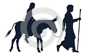 Mary and Joseph Christian Illustration Silhouettes