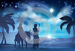 Mary and Joseph Nativity Christmas Illustration