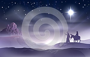 Mary and Joseph Nativity Christmas Illustration