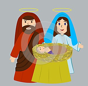 Mary and Joseph with the newborn Jesus Christ