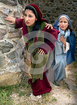Mary and Mary Magdalene leaving the tomb photo