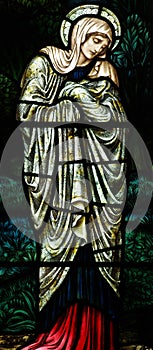 Mary (mother of Jesus) in stained glass