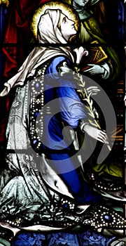 Mary, mother of Jesus in stained glass