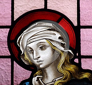 Mary the mother of Jesus in stained glass