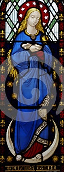 Mary, mother of Jesus in stained glass