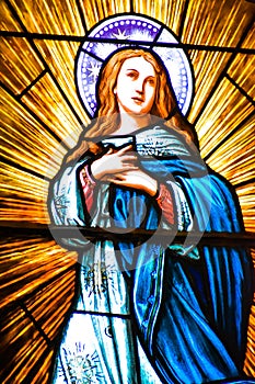 Mary, Mother of Jesus, Stained Glass Window