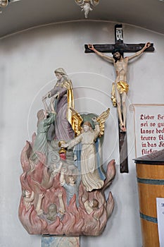 Mary saves souls from purgatory, Maria Vesperbild Church in Ziemetshausen, Germany