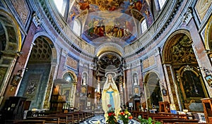 Mary Statue Frescoes Basilica San Giacomo Augusta Church Rome Italy