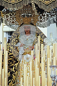 Mary statue during Santa Semana, Malaga.