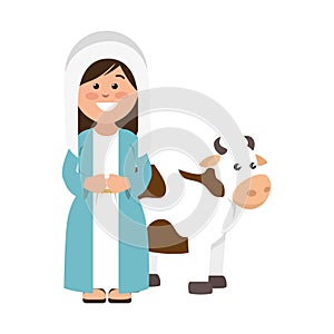 Mary vigin with cow manger character