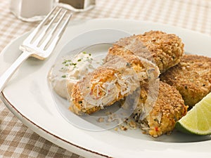 Maryland Crab Cakes with Curry Mayonnaise