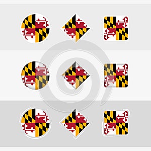 Maryland flag icons set, vector flag of Maryland