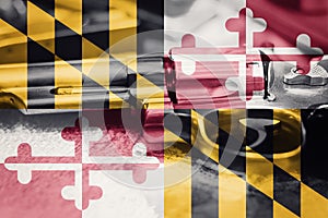 Maryland flag U.S. state Gun Control USA. United States