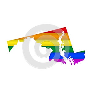 Maryland LGBT flag map. Vector illustration