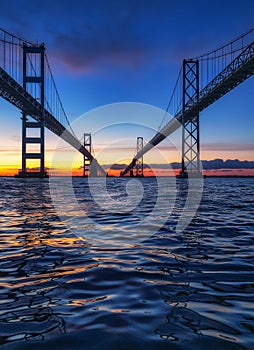 Maryland`s Chesapeake Bay Bridge at Sunrise photo