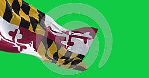 Maryland state flag waving on green screen