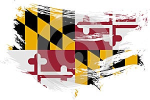 Maryland US State brush stroke flag vector background. Hand drawn grunge style isolated banner