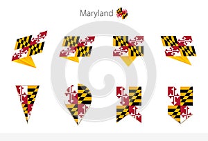 Maryland US State flag collection, eight versions of Maryland vector flags