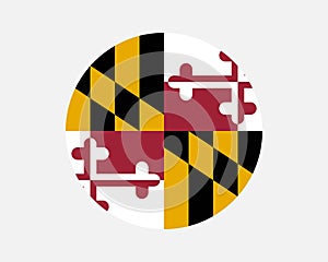 Maryland USA Round State Flag. MD, US Circle Flag