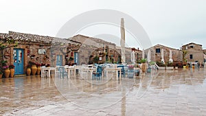 Marzamemi restaurants outdoor in the main city square