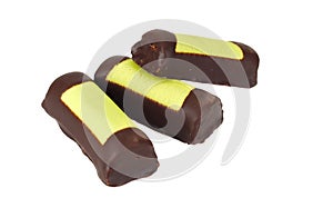 Marzipan chocolate on white background